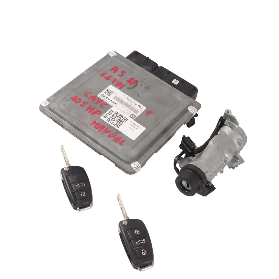 Audi A3 8P 1.6 TDI 105HP CAYC Diesel Engine ECU Kit 2 Keys Manual - SKU 03L906023M-1 - Part number 03L906023M