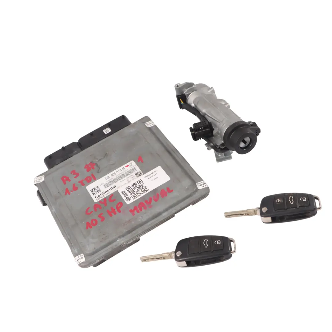 Audi A3 8P 1.6 TDI 105HP CAYC Diesel Engine ECU Kit 2 Keys Manual - SKU 03L906023M-1 - Part number 03L906023M
