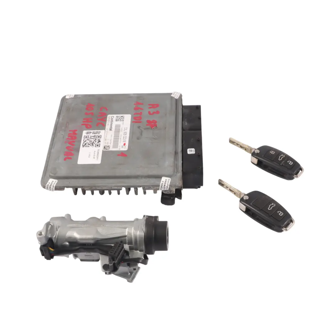 Audi A3 8P 1.6 TDI 105 PS CAYC Dieselmotor ECU Kit 2 Schlüssel Manual - SKU 03L906023M-1 - Teilenummer 03L906023M