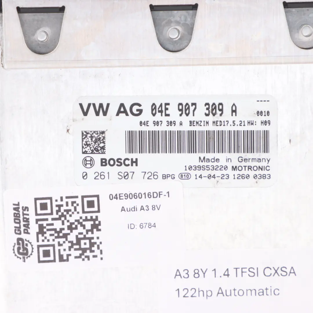 Audi A3 8V 1.4 TFSI CXSA 122HP Engine ECU Module Kit Key + Ignition - SKU 04E906016DF-1 - Part number 04E906016DF