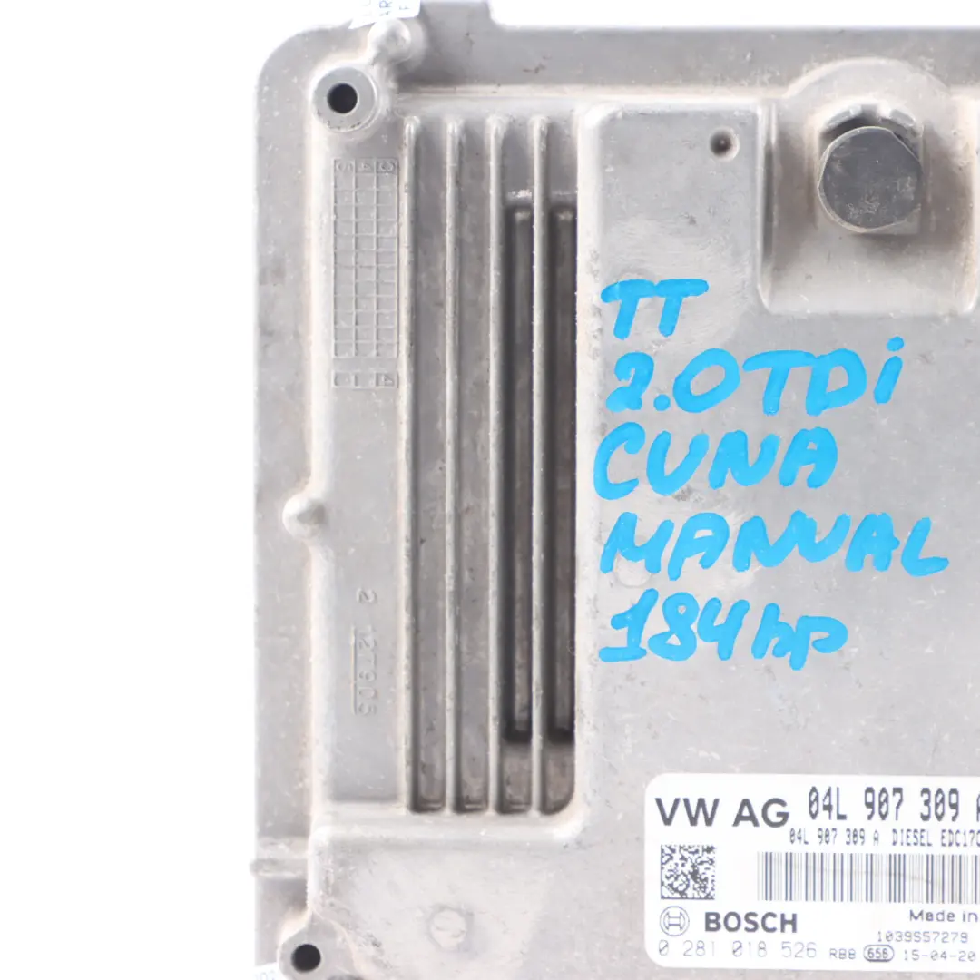 Audi TT Mk3 8S 2.0 TDI CUNA 184HP Engine Control Unit ECU Manual - SKU 04L907309A - Part number 04L907309A