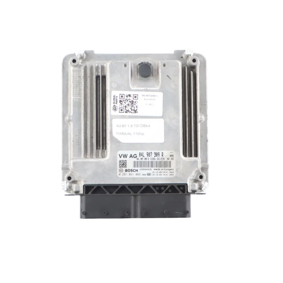 Audi A3 8V 1.6 TDI 110HP DBKA Engine ECU Kit Ignition + Key Manual - SKU 04L907309R-1 - Part number 04L907309R