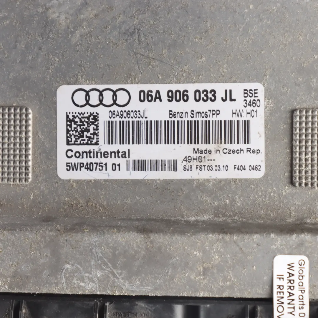 Audi A3 8P 1.6 Petrol MPI 102HP BSE Engine ECU Kit Ignition + Key - SKU 06A906033JL - Part number 06A906033JL