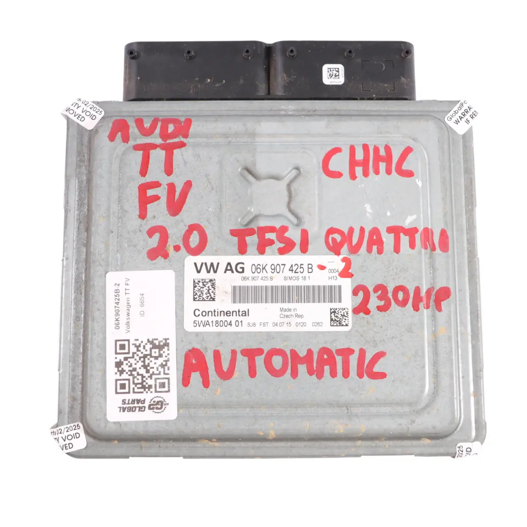  Kit ECU Moteur Audi TT FV 8S 2.0 TFSI CHHC 230HP Quattro Clé BCM - SKU 06K907425B-2 - Numéro de pièce 06K907425B