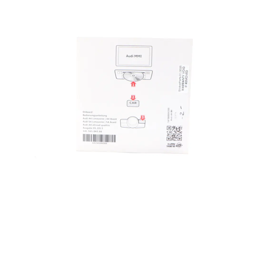 Audi A4 B8 Owner's Handbook CD Disk Manual - SKU 1415658K088 - Part number 1415658K088