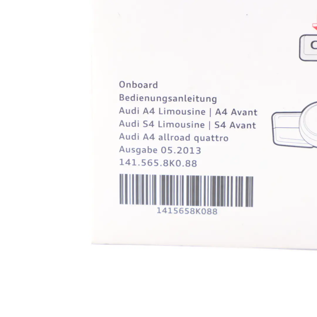 Audi A4 B8 Owner's Handbook CD Disk Manual - SKU 1415658K088 - Part number 1415658K088
