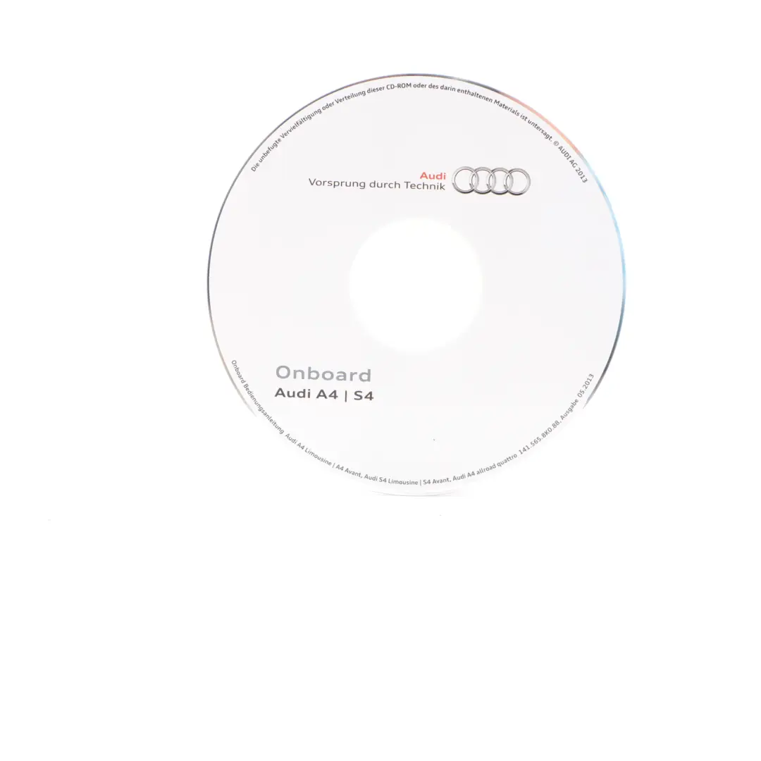 Audi A4 B8 Owner's Handbook CD Disk Manual - SKU 1415658K088 - Part number 1415658K088