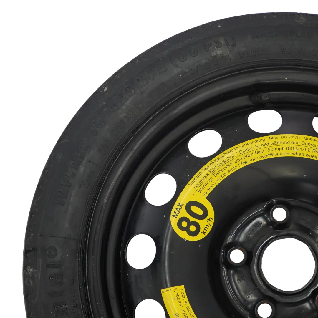 Koło Zapasowe Dojazdówka R16 3,5J 125/70 do Audi A3 8P VW Golf V o numerze 1K0601027F Audi A3 8P VW Golf V Koło Zapasowe Dojazdówka R16 3,5J 125/70 - SKU 1K0601027F-1 - Numer Części 1K0601027F