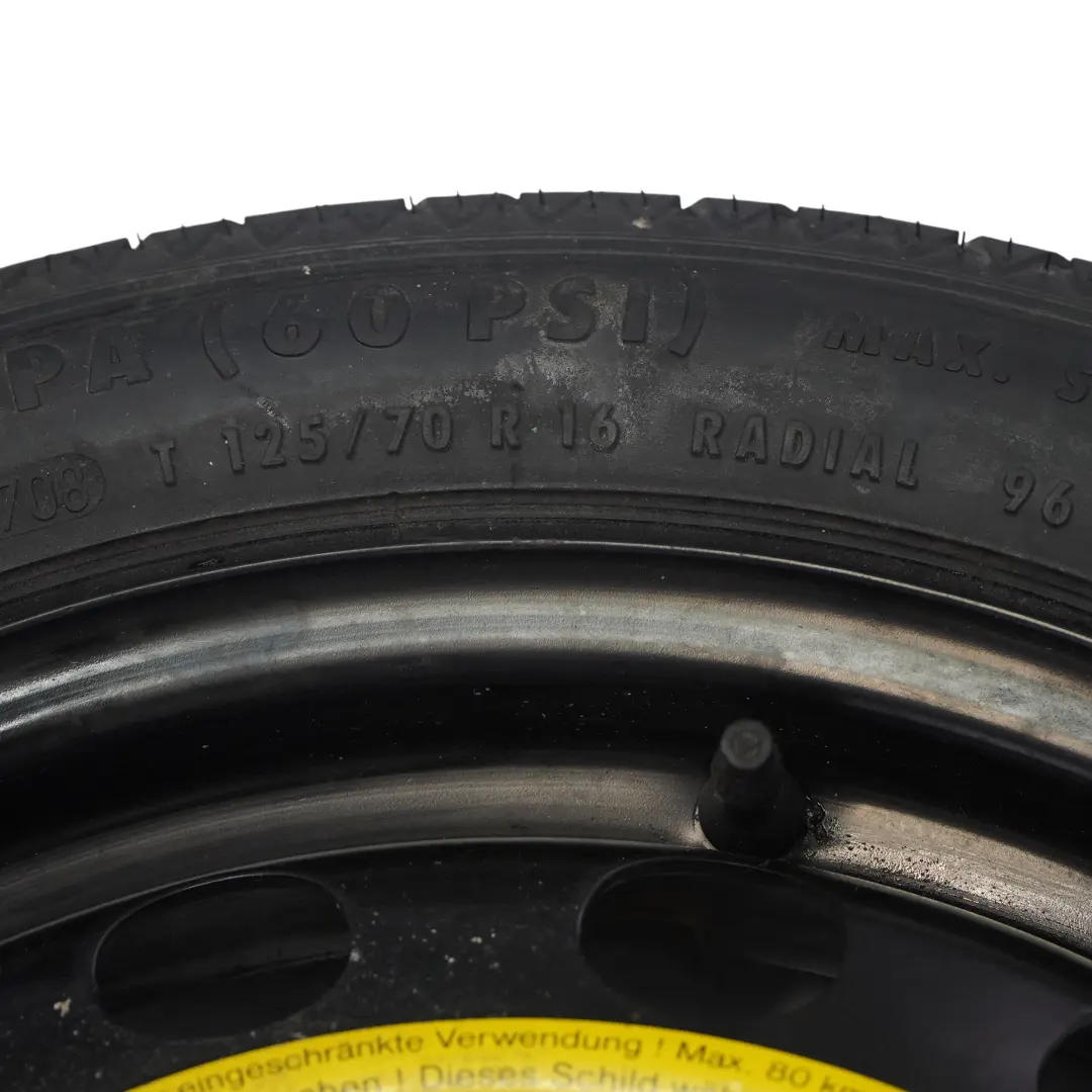 Roue De Secours Audi A3 8P VW Golf V Compact Roue R16 3,5J 125/70 pour à propos du numéro de pièce 1K0601027F Roue De Secours Audi A3 8P VW Golf V Compact Roue R16 3,5J 125/70 - SKU 1K0601027F-1 - Numéro de pièce 1K0601027F