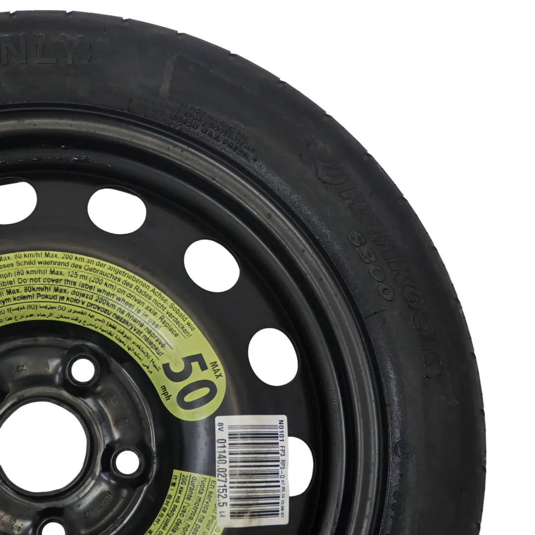 Roue De Secours Compacte R18 3,5J 125/70 Hankook pour VW Volkswagen Golf 5 à propos du numéro de pièce 1K607027AQ VW Volkswagen Golf 5 Roue De Secours Compacte R18 3,5J 125/70 Hankook - SKU 1K607027AQ - Numéro de pièce 1K607027AQ