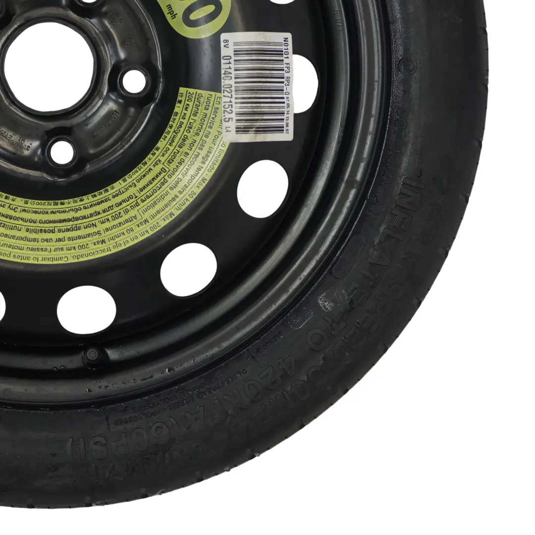 Mk5 Compact Spare Wheel Steel R18 3,5J 125/70 Hankook to VW Volkswagen Golf with Part number 1K607027AQ VW Volkswagen Golf Mk5 Compact Spare Wheel Steel R18 3,5J 125/70 Hankook - SKU 1K607027AQ - Part number 1K607027AQ