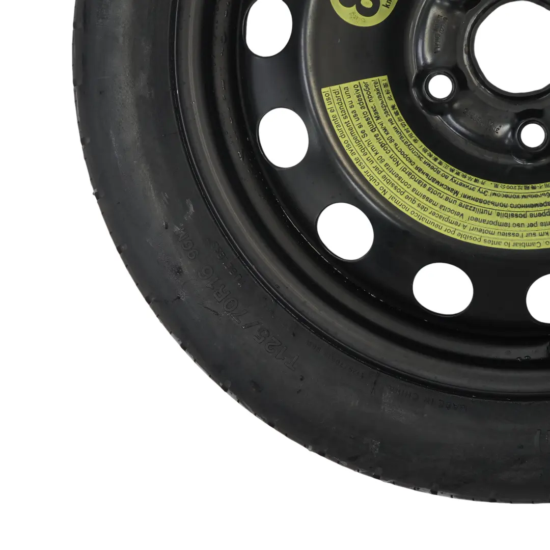 Mk5 Compact Spare Wheel Steel R18 3,5J 125/70 Hankook to VW Volkswagen Golf with Part number 1K607027AQ VW Volkswagen Golf Mk5 Compact Spare Wheel Steel R18 3,5J 125/70 Hankook - SKU 1K607027AQ - Part number 1K607027AQ