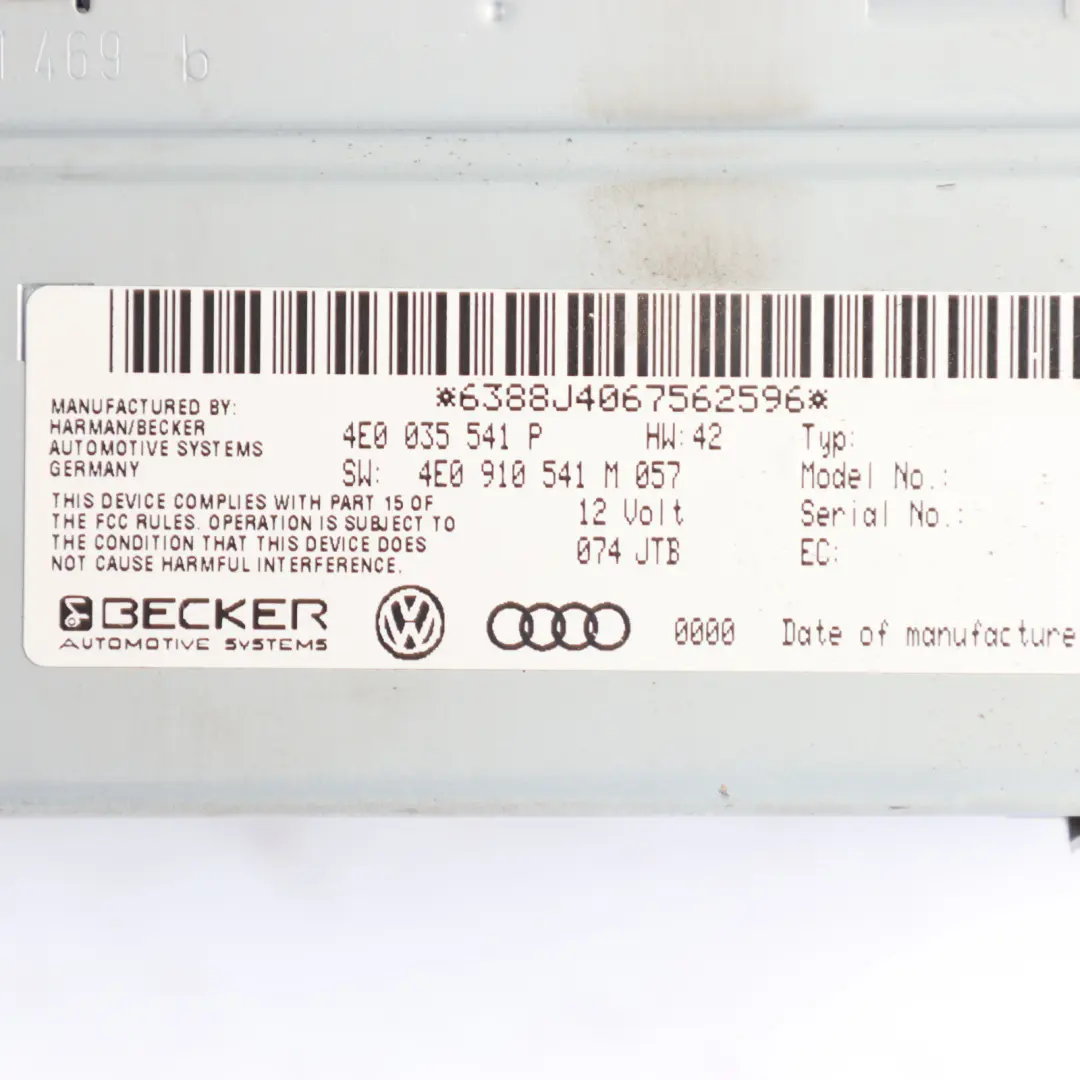 DAB Radio Receiver Module Control Unit ECU to Audi Q7 4L with Part number 4E0035541P Audi Q7 4L DAB Radio Receiver Module Control Unit ECU - SKU 4E0035541P - Part number 4E0035541P