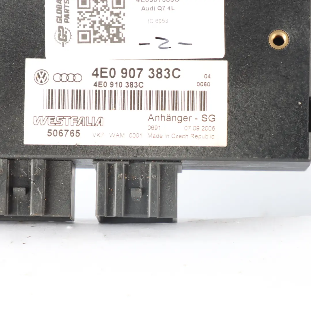 Audi Q7 4L Trailer Hook Tow Bar Control Module Unit - SKU 4E0907383C - Part number 4E0907383C