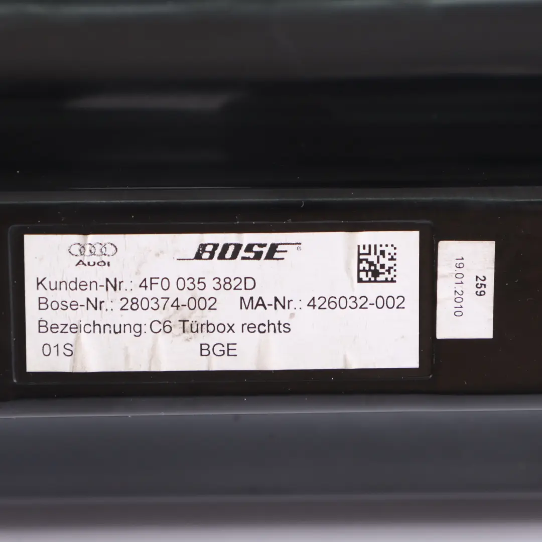 Audi A6 C6 Haut Parleur De Porte Avant Audio Bose Droit - SKU 4F0035382D - Numéro de pièce 4F0035382D