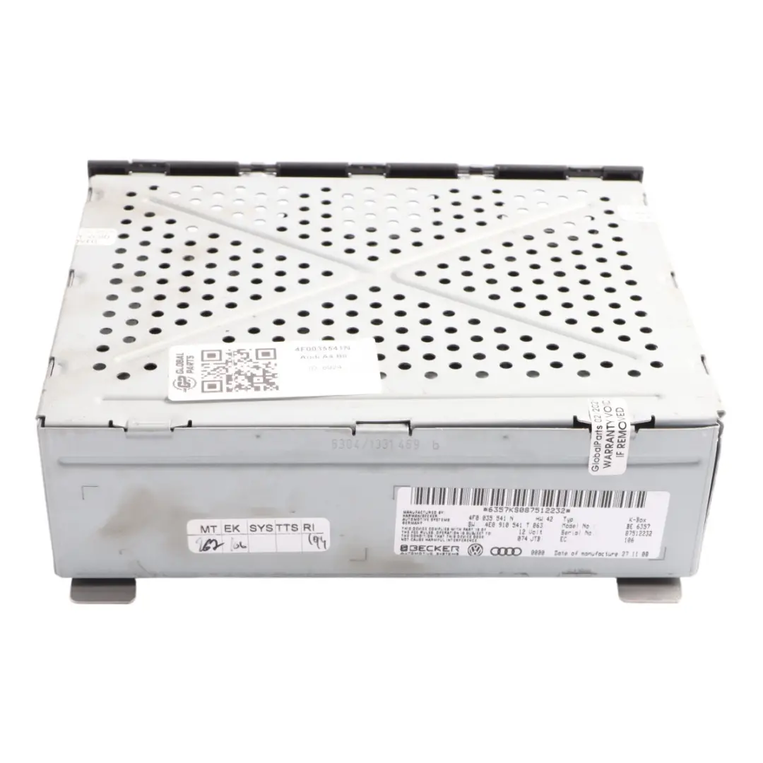 Audi A4 B8 Becker K-Box Modulo Ricevitore Radio Unità Controllo ECU - SKU 4F0035541N - Numero di parte 4F0035541N