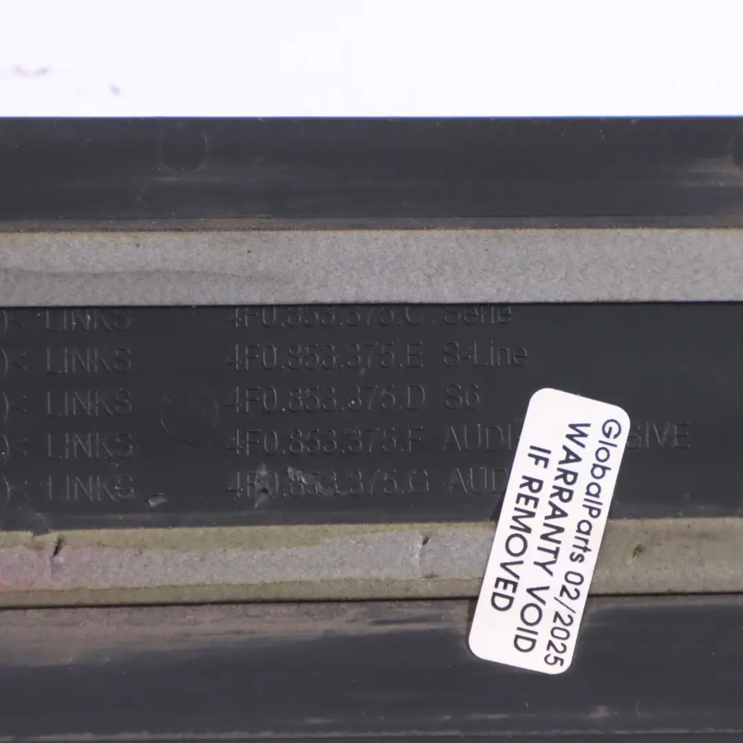 Trim Strip Seals Moulding Door S-Line Rear Left N/S to Audi A6 C6 with Part number 4F0853375E Audi A6 C6 Trim Strip Seals Moulding Door S-Line Rear Left N/S - SKU 4F0853375E - Part number 4F0853375E