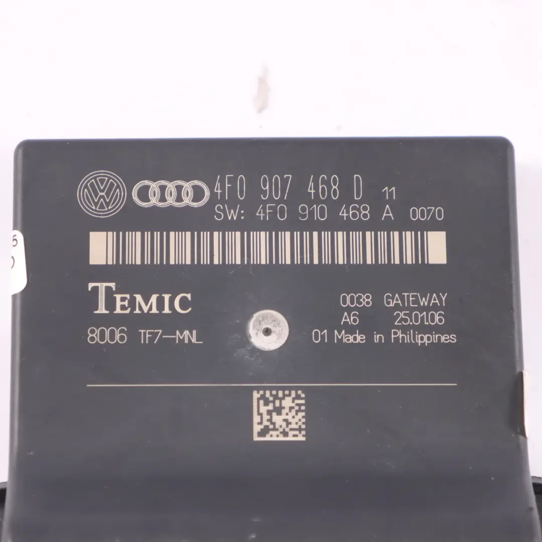 Módulo de control puerta enlace interfaz diagnóstico ECU para Audi A6 C6 con número de pieza 4F0907468D Audi A6 C6 Módulo de control puerta enlace interfaz diagnóstico ECU - SKU 4F0907468D - Número de pieza 4F0907468D
