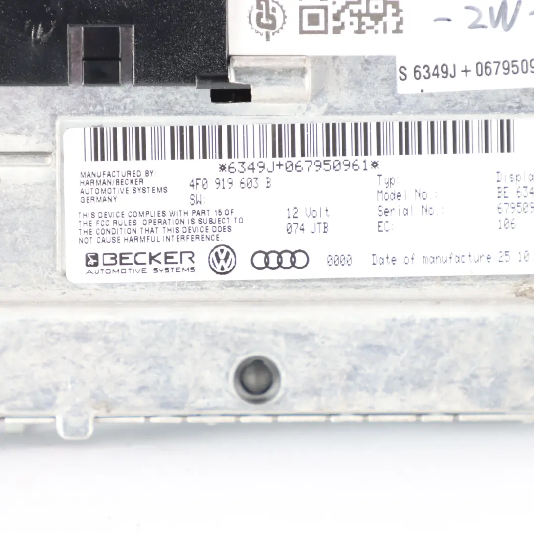 Audi A6 C6 Display Screen Multimedia Navigation Dashboard Unit - SKU 4F0919603B - Numéro de pièce 4F0919603B