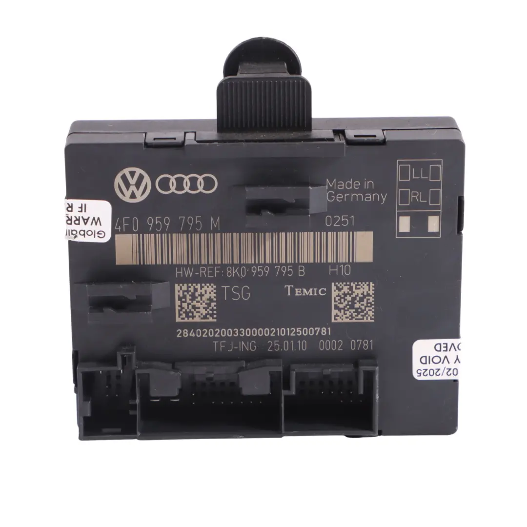 Porta Posteriore Sinistra Destra Modulo Controllo ECU per Audi A6 C6 con numero di parte 4F0959795M Audi A6 C6 Porta Posteriore Sinistra Destra Modulo Controllo ECU - SKU 4F0959795M - Numero di parte 4F0959795M