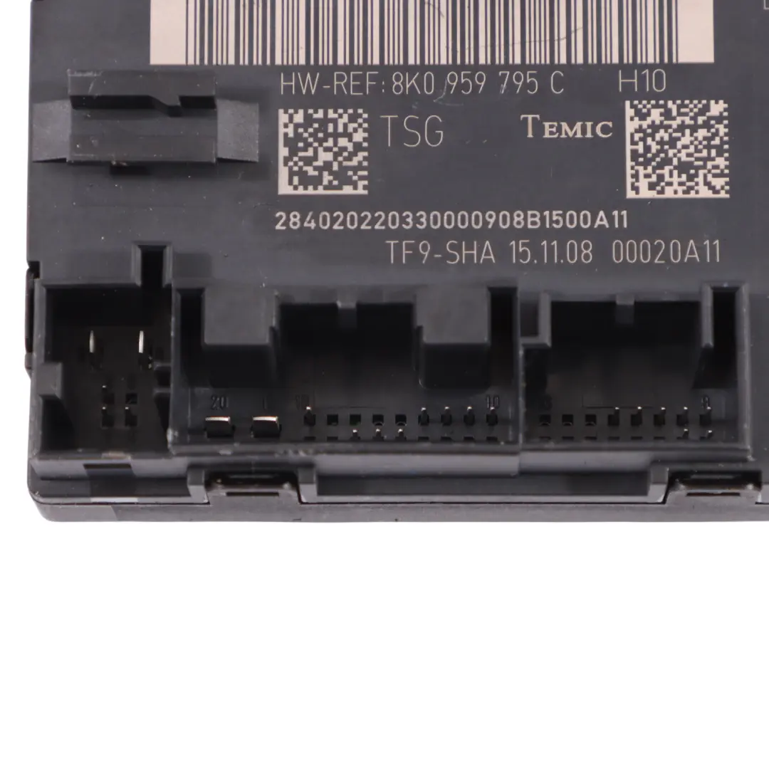 Moduł Sterownik Drzwi Lewy Tył do Audi A4 B8 A6 C6 o numerze 4F0959795N Audi A4 B8 A6 C6 Moduł Sterownik Drzwi Lewy Tył - SKU 4F0959795N - Numer Części 4F0959795N