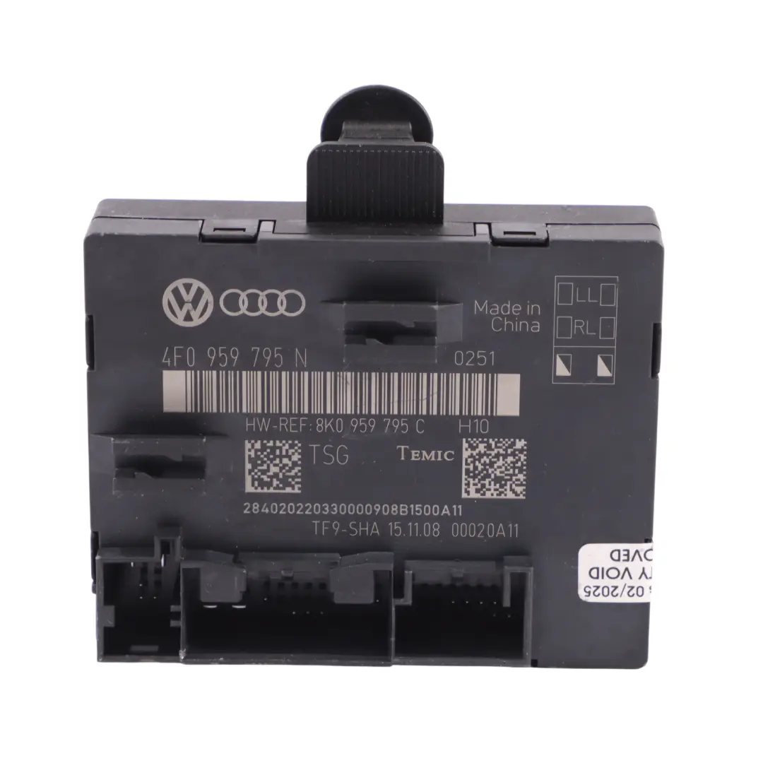 Door Module Audi A4 B8 A6 C6 Rear Unit Control ECU Left N/S to with Part number 4F0959795N Door Module Audi A4 B8 A6 C6 Rear Unit Control ECU Left N/S - SKU 4F0959795N - Part number 4F0959795N