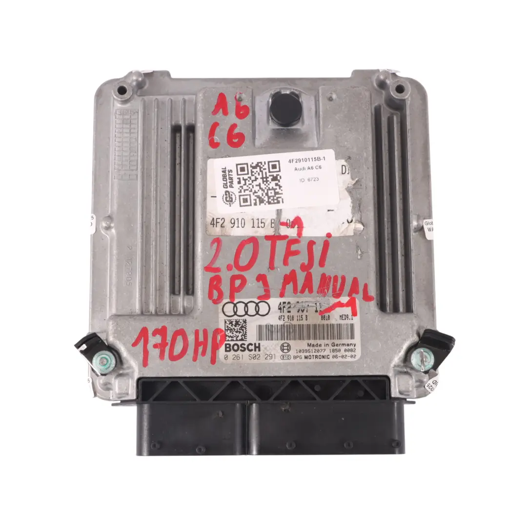 Audi A6 C6 2.0 TFSI BPJ 170HP Motore ECU Kit Chiave accensione Manual - SKU 4F2910115B-1 - Numero di parte 4F2910115B