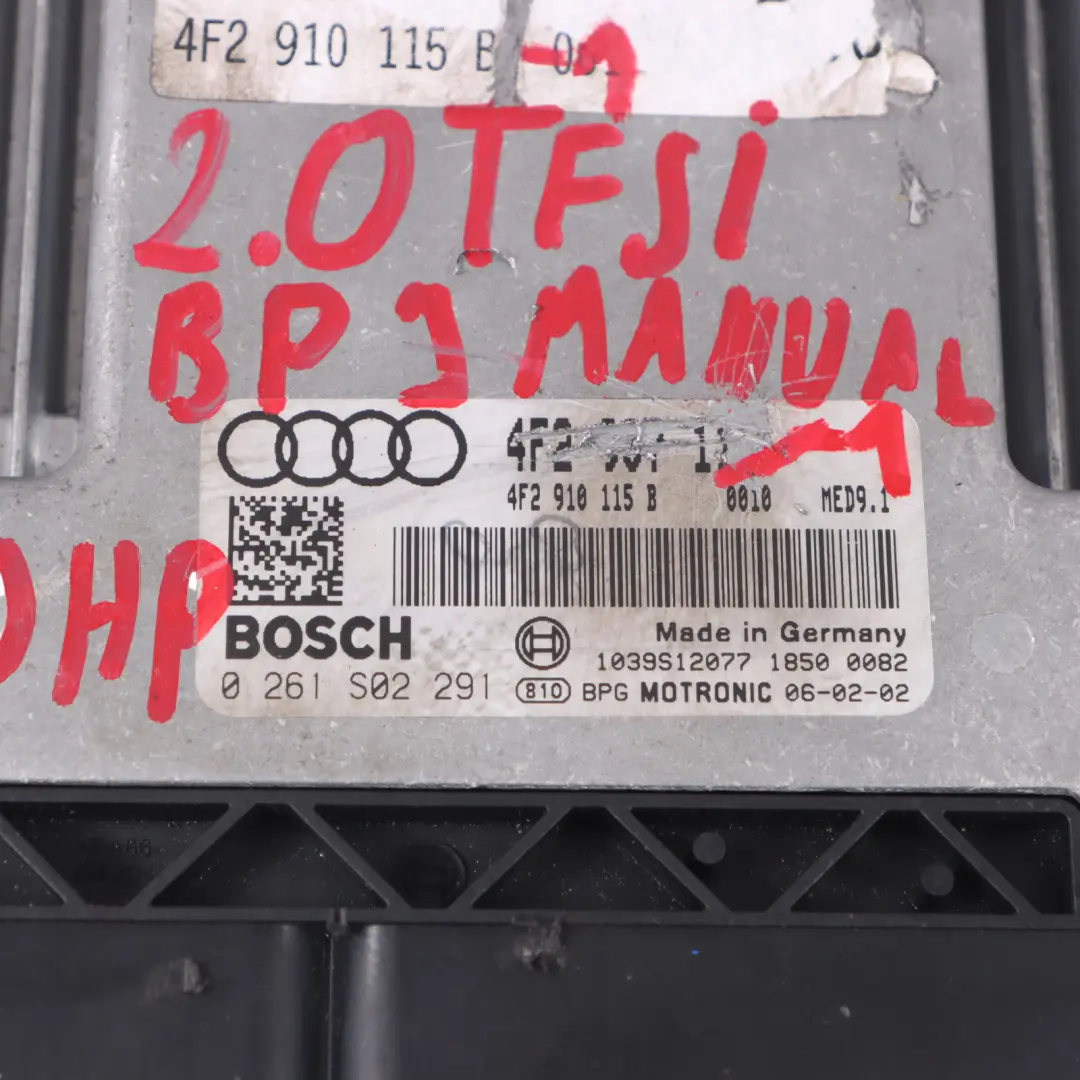 Audi A6 C6 2.0 TFSI BPJ 170HP Moteur ECU Kit Clé contact Manual - SKU 4F2910115B-1 - Numéro de pièce 4F2910115B
