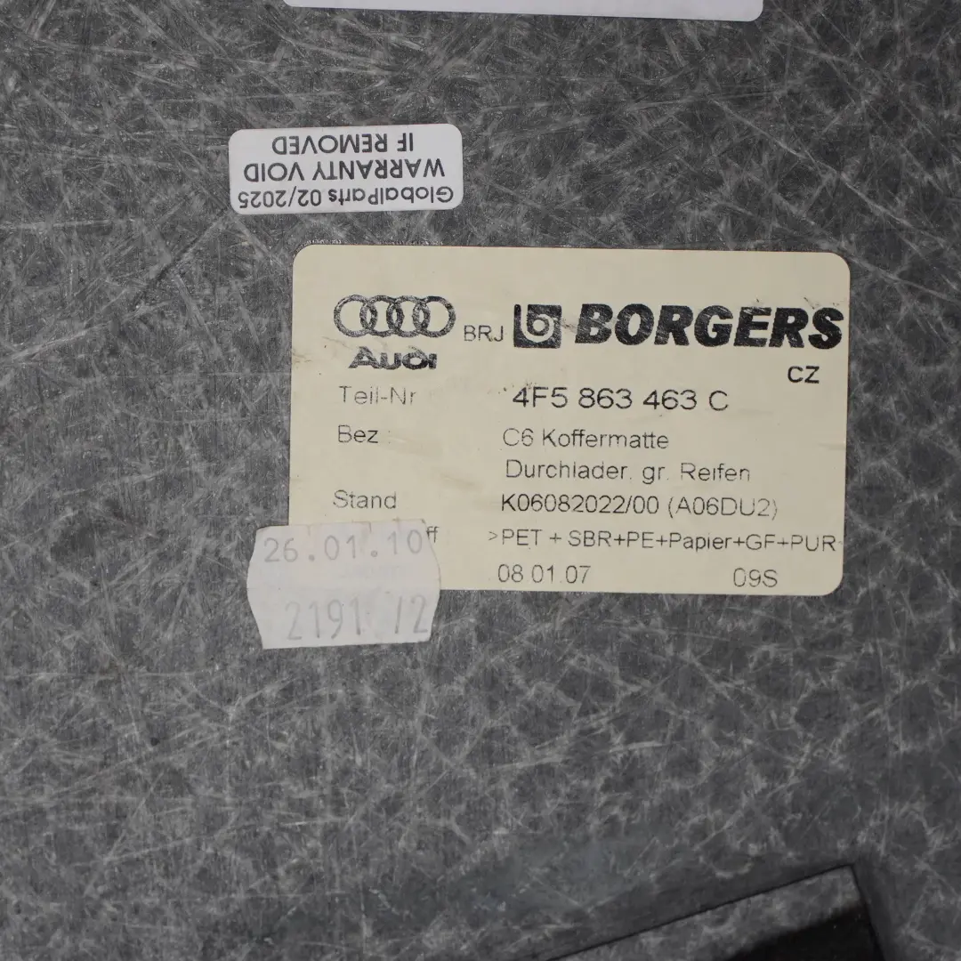 Tappetino Il Pavimento Bagagliaio Tappetino Moquette Nero per Audi A6 C6 con numero di parte 4F5863463C Audi A6 C6 Tappetino Il Pavimento Bagagliaio Tappetino Moquette Nero - SKU 4F5863463C - Numero di parte 4F5863463C