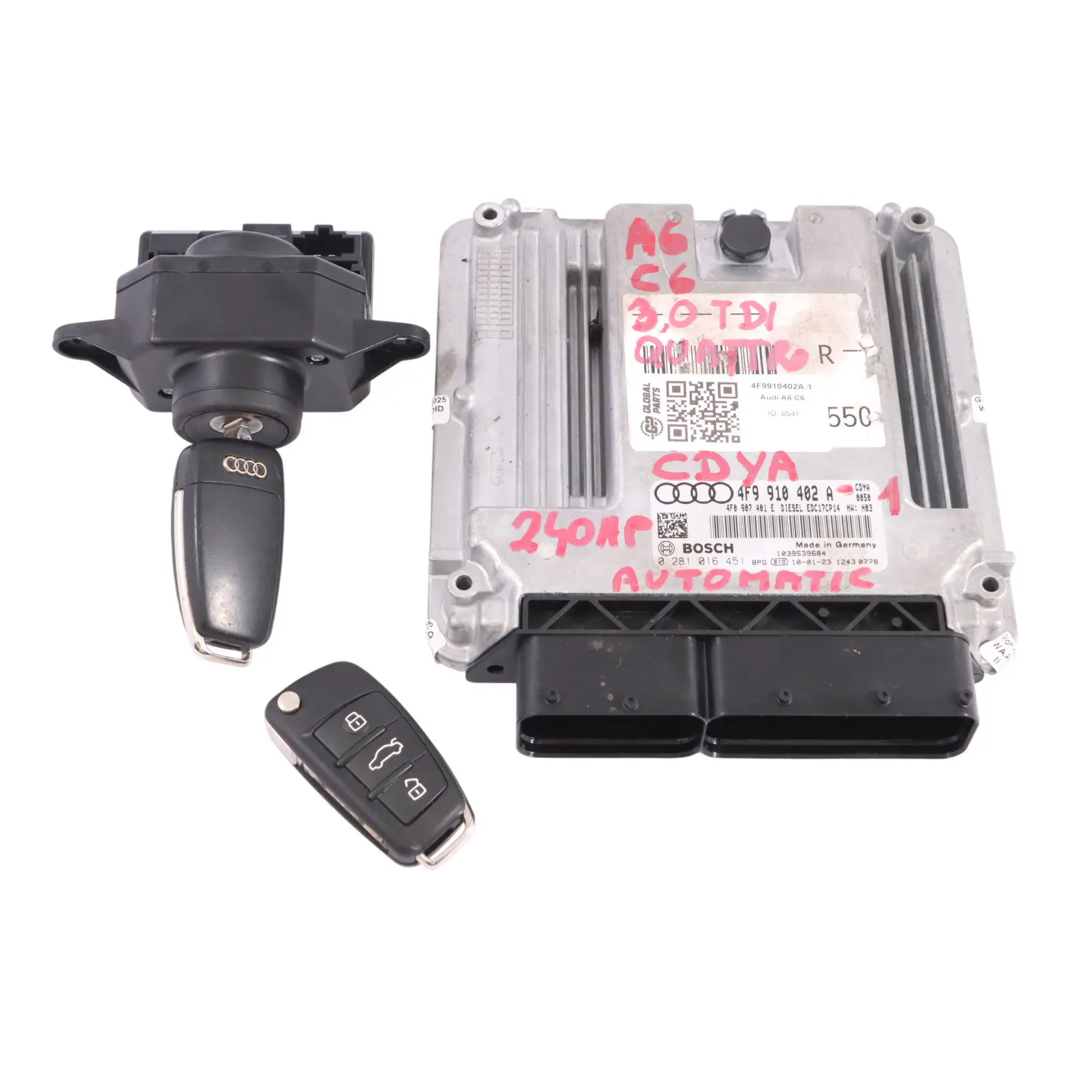 Audi A6 C6 3.0 TDI 240HP CDYA Quattro Engine ECU Kit 4F9910402A Ignition + Keys