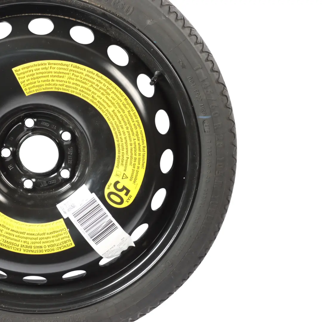 Spare Wheel Audi A7 4G Wheel Steel Tyre 145/60/R20 41/2.Jx ET22 to with Part number 4G0601027E Spare Wheel Audi A7 4G Wheel Steel Tyre 145/60/R20 41/2.Jx ET22 - SKU 4G0601027E - Part number 4G0601027E