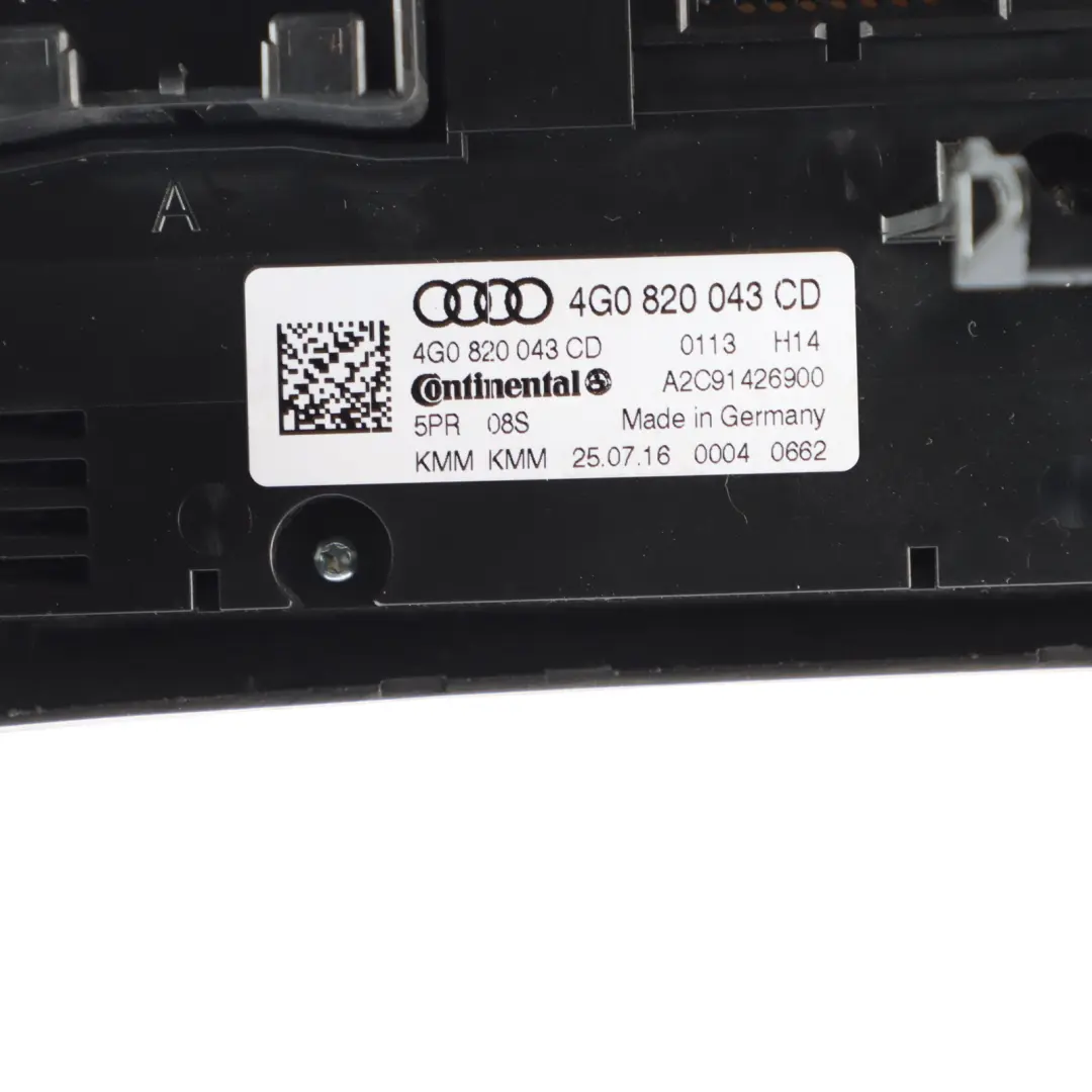 Audi A7 4G8 A/C Panneau commande système climatisation chauffage 4G0820043H - SKU 4G0820043CD - Numéro de pièce 4G0820043CD