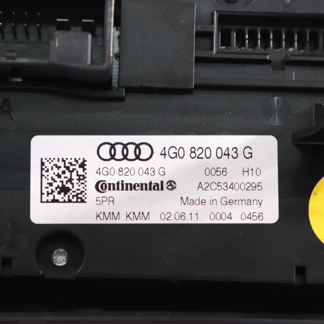 Riscaldatore Climatizzatore A/C Interruttore Pannello per Audi A6 C7 con numero di parte 4G0820043G Audi A6 C7 Riscaldatore Climatizzatore A/C Interruttore Pannello - SKU 4G0820043G - Numero di parte 4G0820043G