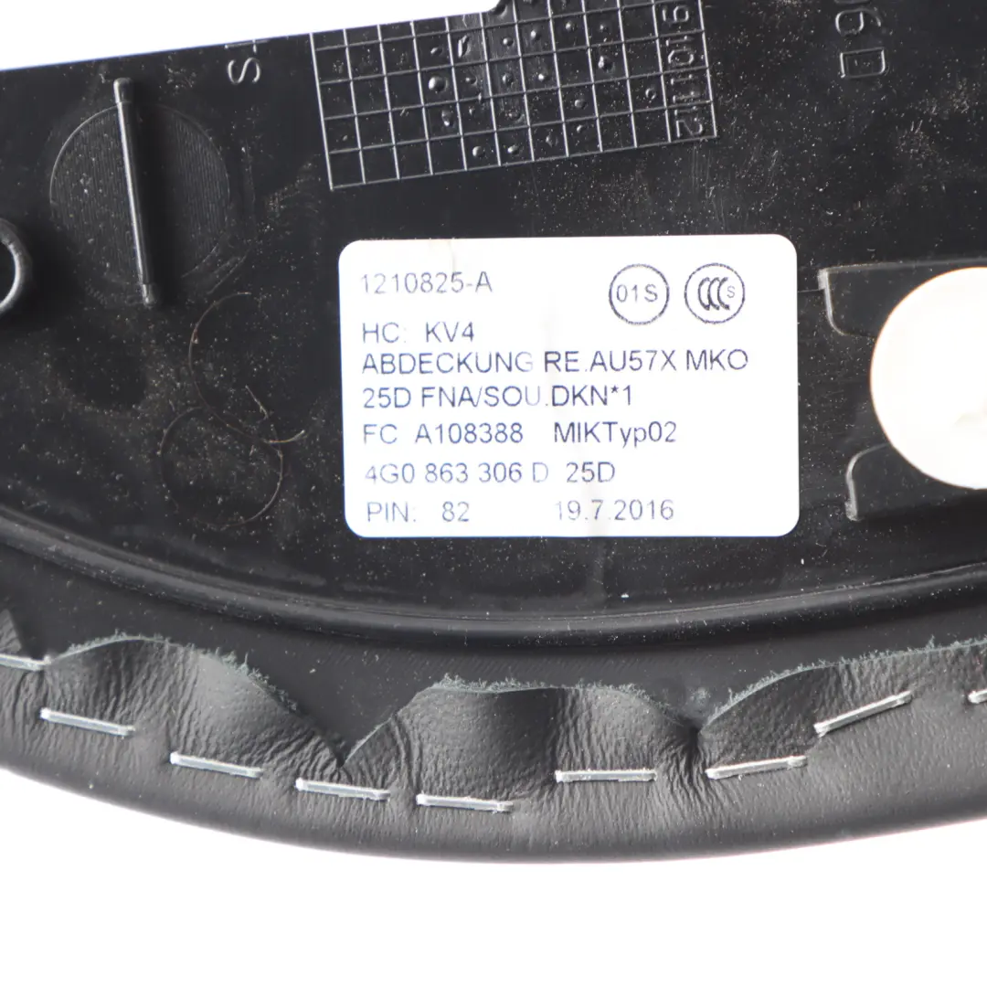 Audi A6 A7 4G Cache Console Centrale Droite Côté Passager Cuir Noir - SKU 4G0863306D - Numéro de pièce 4G0863306D