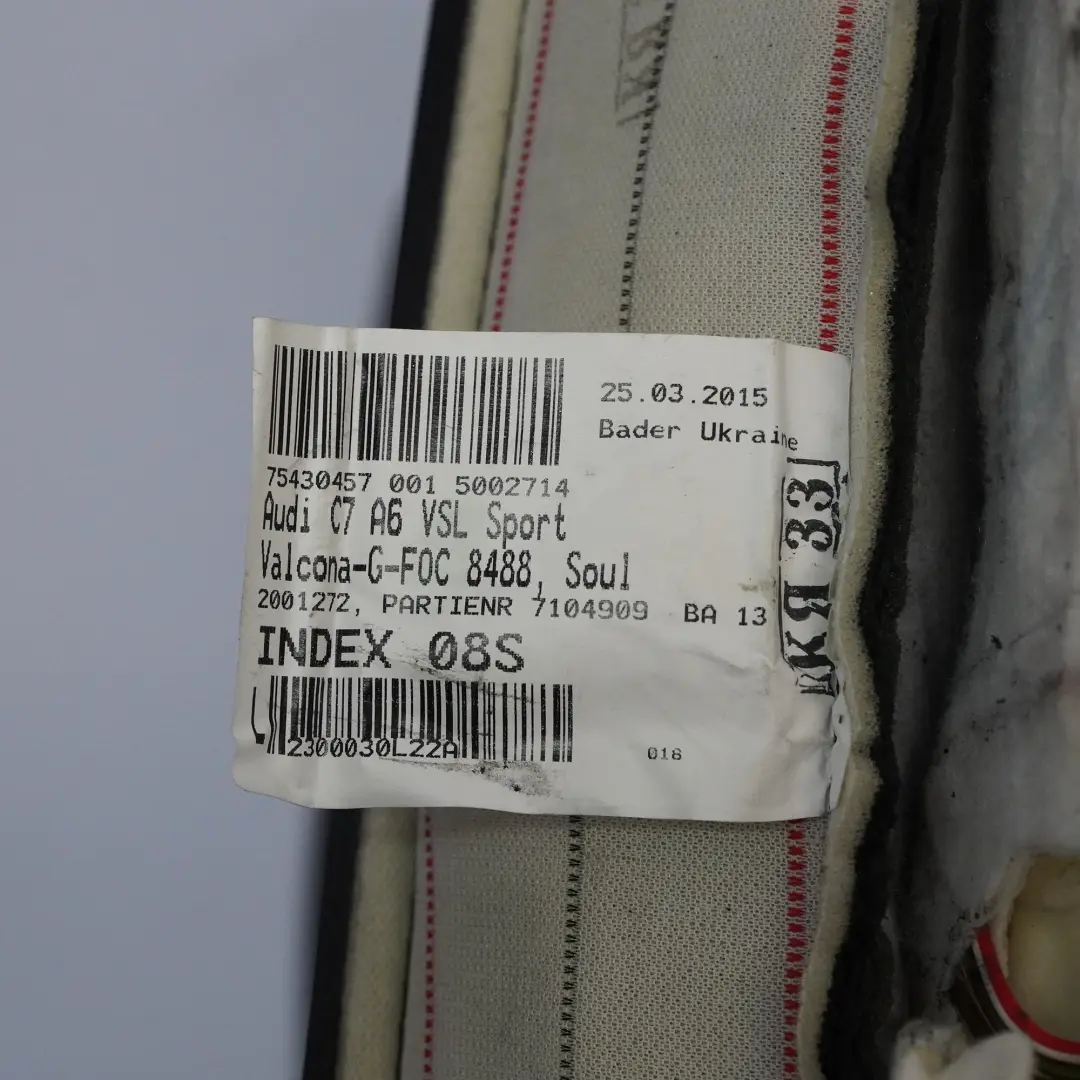 Audi A7 4G Asiento Inferior Delantero Cuero Calefactable Izquierdo - SKU 4G0881405H - Número de pieza 4G0881405H