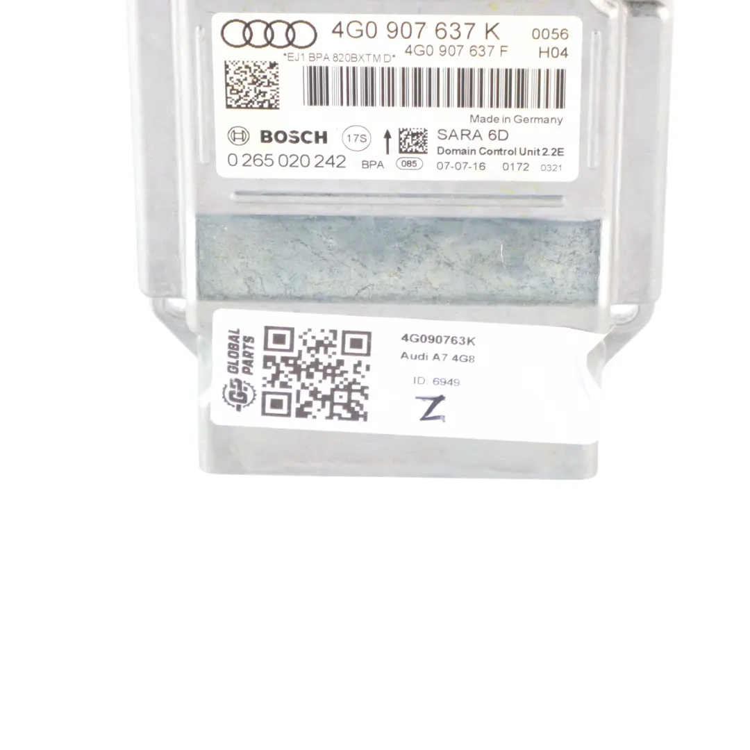 4G8 ESP Sensor unidad control módulo velocidad guiñada ECU 4G0907637H para Audi A7 con número de pieza 4G090763K Audi A7 4G8 ESP Sensor unidad control módulo velocidad guiñada ECU 4G0907637H - SKU 4G0907637K - Número de pieza 4G090763K
