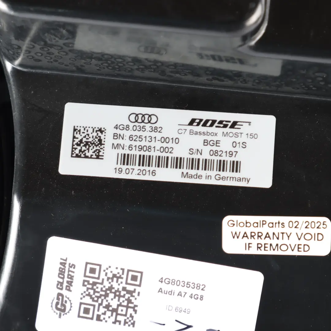 Bose Altavoz Trasero Maletero Caja De Graves Subwoofer para Audi Q3 8U con número de pieza 4G8035382 Audi Q3 8U Bose Altavoz Trasero Maletero Caja De Graves Subwoofer - SKU 4G8035382 - Número de pieza 4G8035382