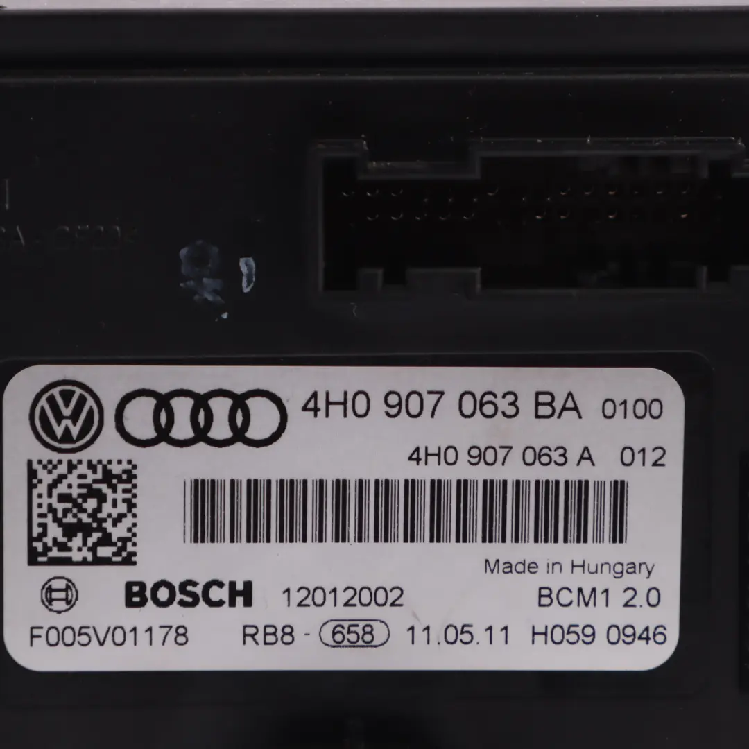 Audi A6 C7 Onboard Supply BCM Body Control Module Unit ECU - SKU 4H0907063BA - Part number 4H0907063BA