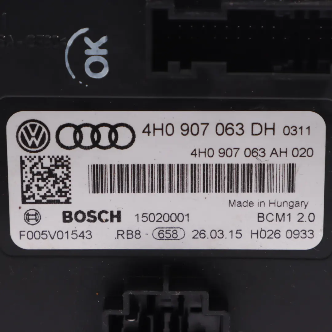 4G8 BCM Unidad De Control De La Carrocería ECU para Audi A7 con número de pieza 4H0907063DH Audi A7 4G8 BCM Unidad De Control De La Carrocería ECU - SKU 4H0907063DH - Número de pieza 4H0907063DH