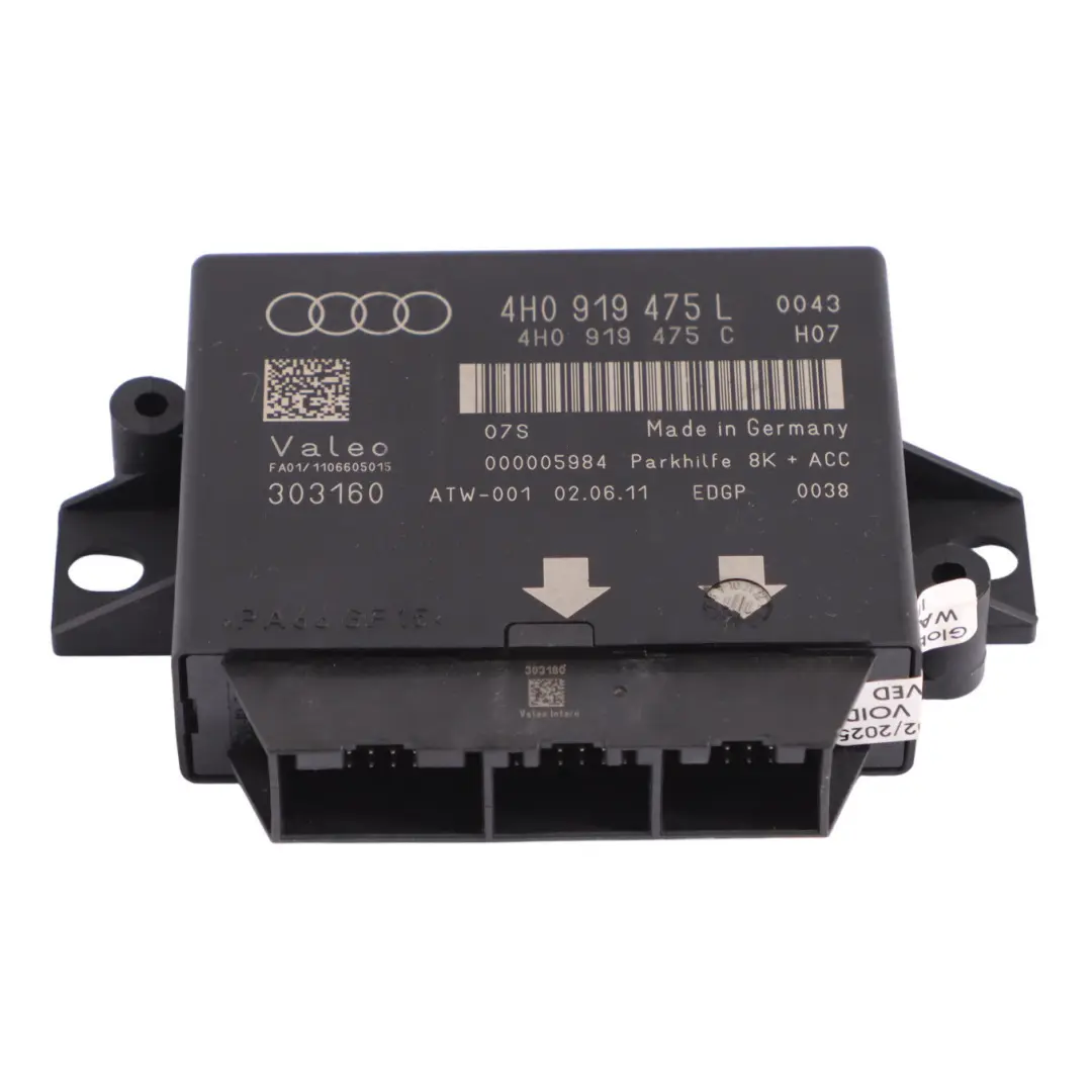 PDC Einparkhilfe Modul ECU für Audi A6 C7 mit Teilenummer 4H0919475L Audi A6 C7 PDC Einparkhilfe Modul ECU - SKU 4H0919475L - Teilenummer 4H0919475L