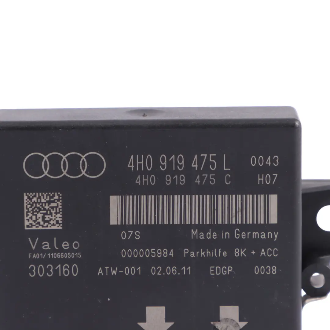 PDC Módulo De Control Distancia Aparcamiento Unidad ECU para Audi A6 C7 con número de pieza 4H0919475L Audi A6 C7 PDC Módulo De Control Distancia Aparcamiento Unidad ECU - SKU 4H0919475L - Número de pieza 4H0919475L