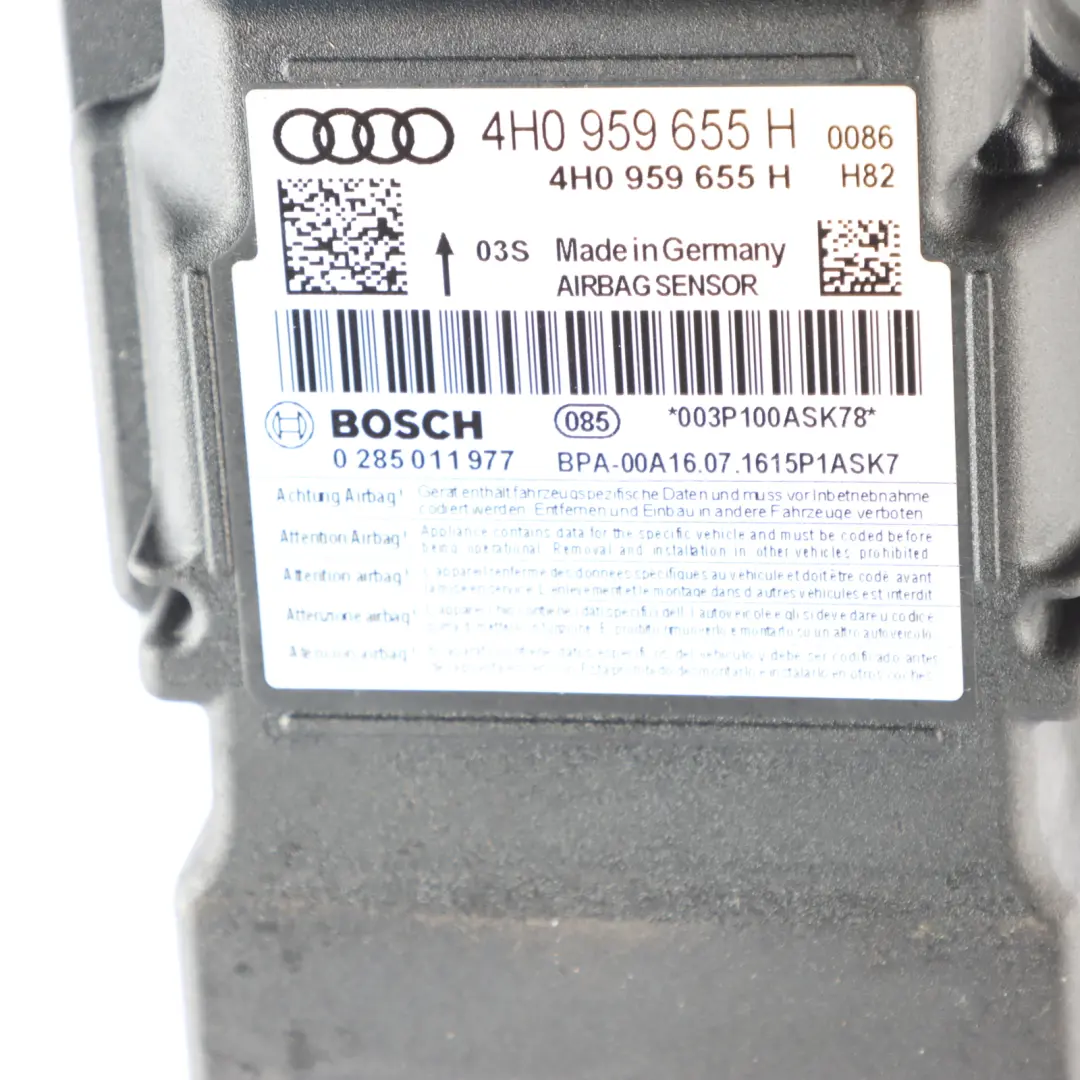 4G8 Moduł Sterownik Poduszek Powietrza ECU SRS do Audi A7 o numerze 4H0959655H Audi A7 4G8 Moduł Sterownik Poduszek Powietrza ECU SRS - SKU 4H0959655H - Numer Części 4H0959655H