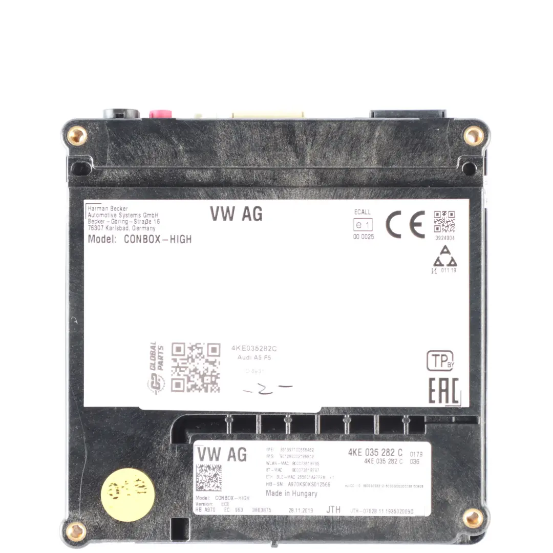 Communication Telematics Emergency Control Module Unit ECU to Audi A5 F5 with Part number 4KE035282C Audi A5 F5 Communication Telematics Emergency Control Module Unit ECU - SKU 4KE035282C - Part number 4KE035282C