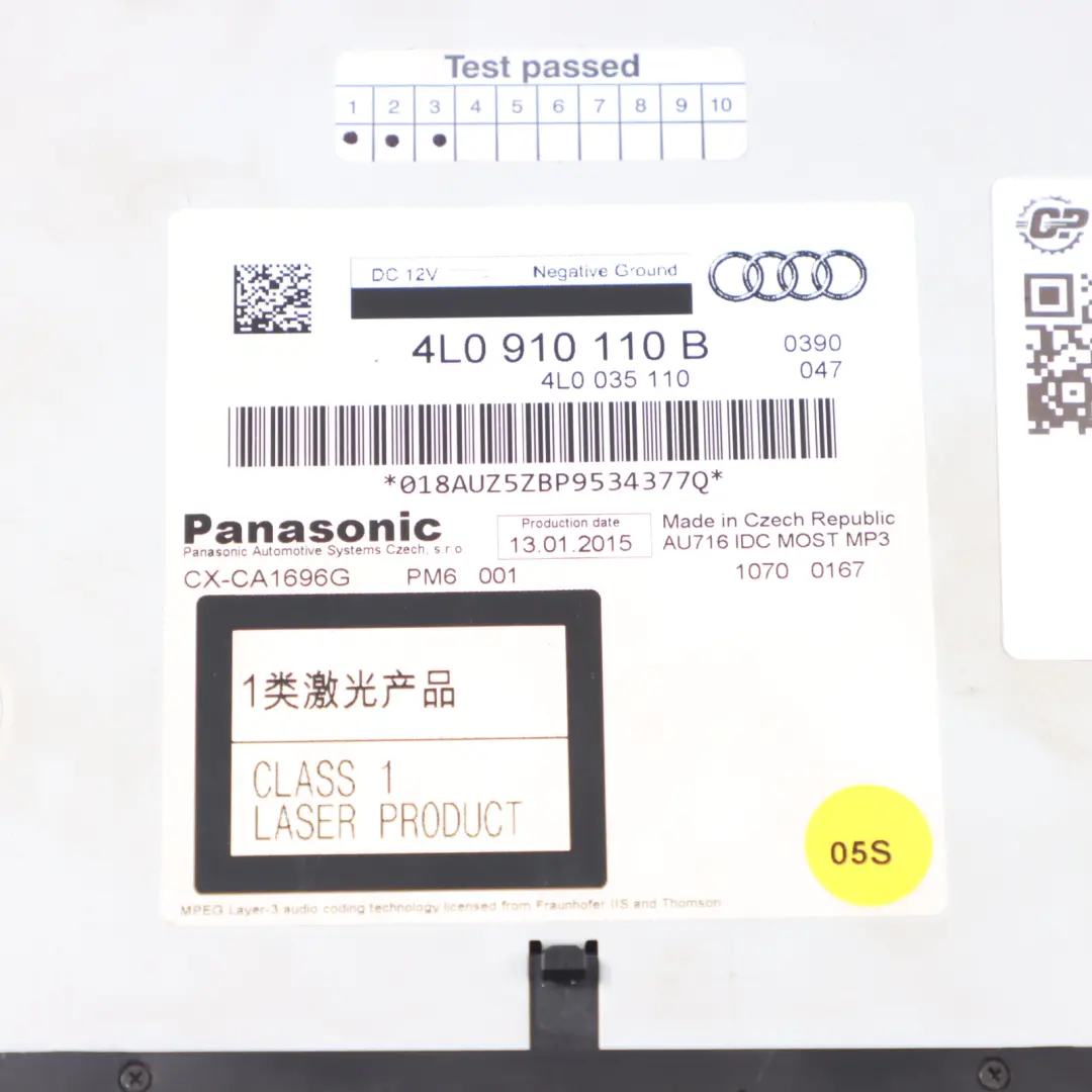 Player Wechsler Multimedia Modul Steuergerät für Audi Q7 4L CD mit Teilenummer 4L0910110B Audi Q7 4L CD Player Wechsler Multimedia Modul Steuergerät - SKU 4L0910110B - Teilenummer 4L0910110B