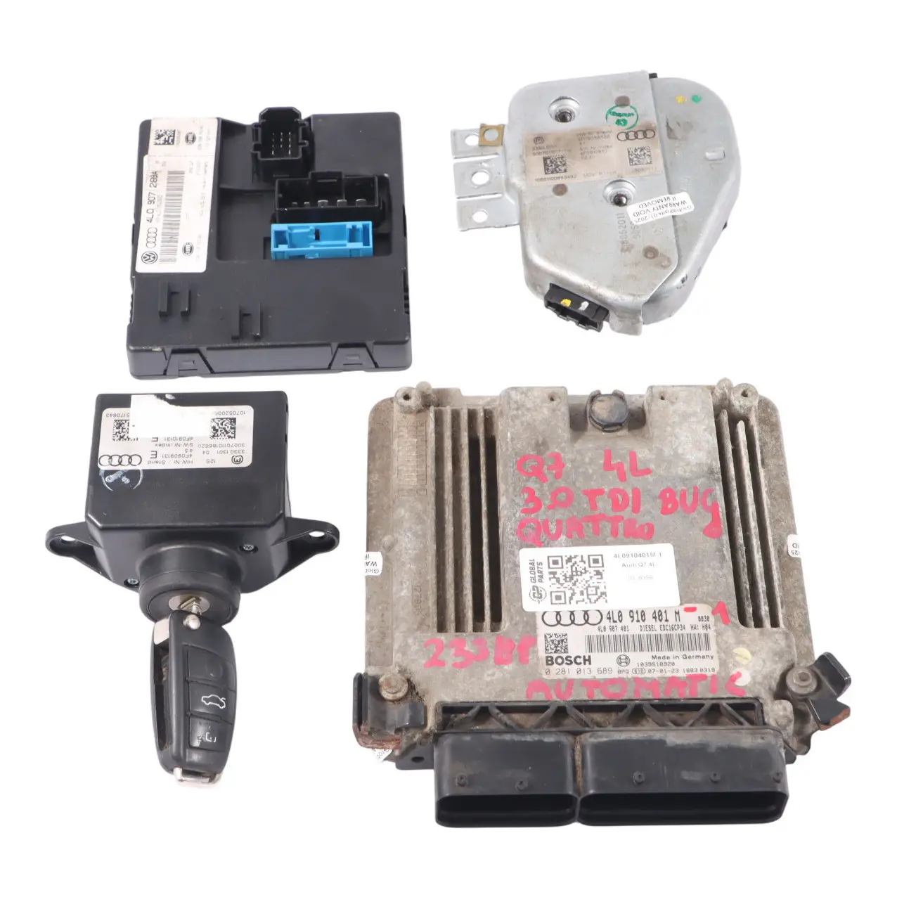 Audi Q7 4L 3.0 TDI BUG 233HP Quattro Engine ECU Kit 4L0910401M Lock + Key