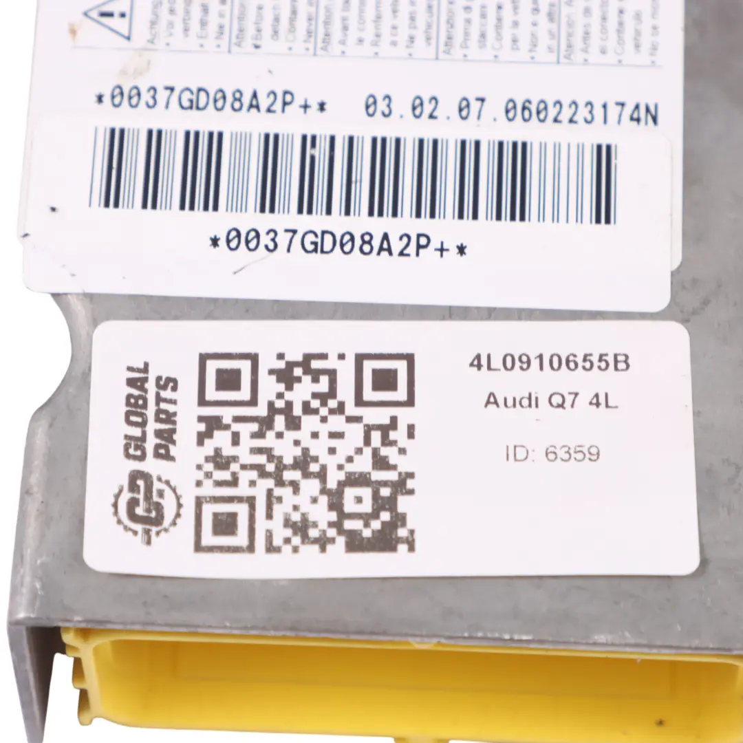 Audi Q7 4L ECU Module dair Unité contrôle Capteur d'impact collision - SKU 4L0910655B - Numéro de pièce 4L0910655B