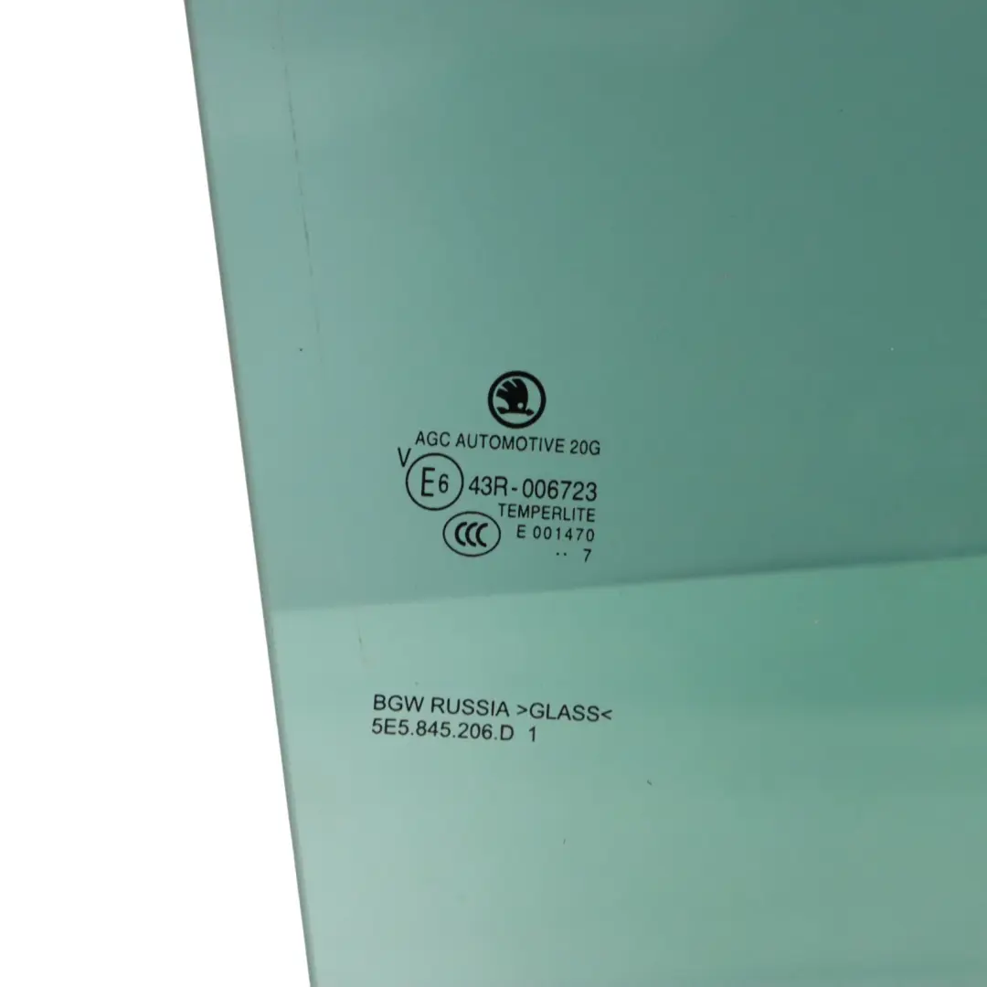 Skoda Octavia 5E Sedan Rear Door Window Glass Glazing AS3 Right O/S - SKU 5E5845206A - Part number 5E5845206A