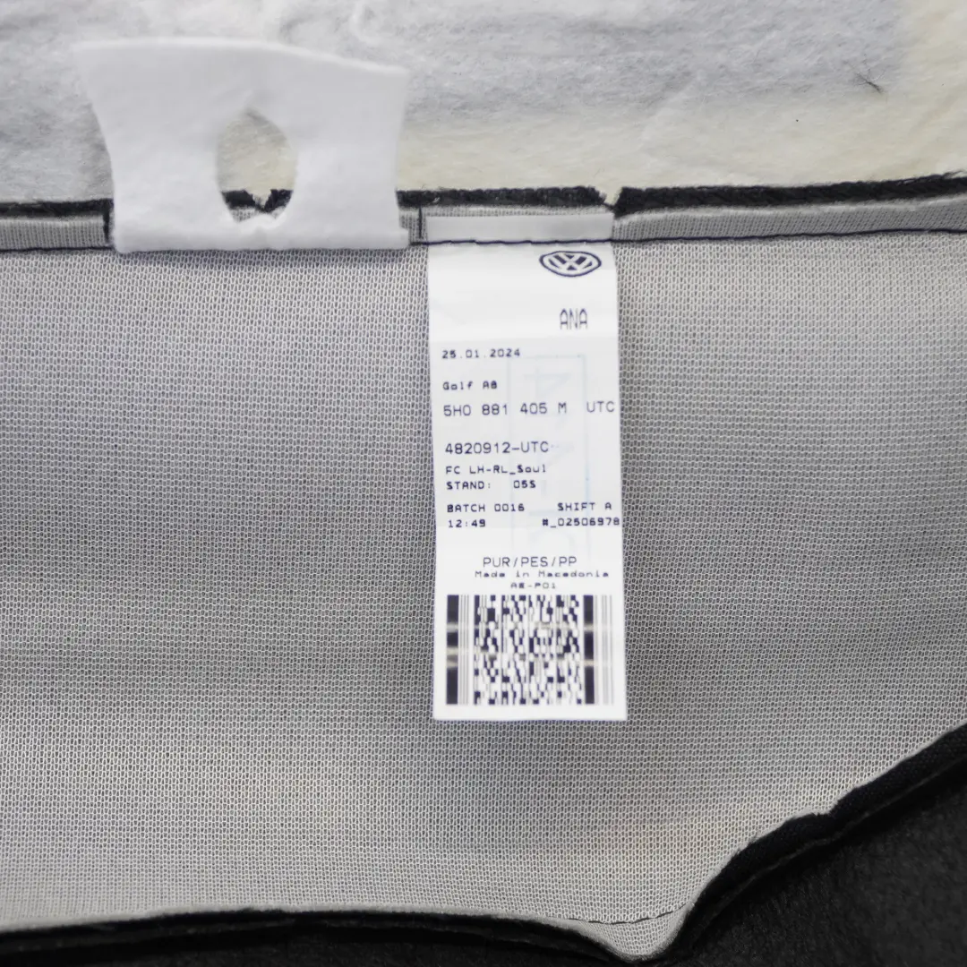 Volkswagen Golf CD1 R Line Base siège infériure chaufante gauche Alcantara pour - SKU 5H0881405M - Numéro de pièce 5H0881405M