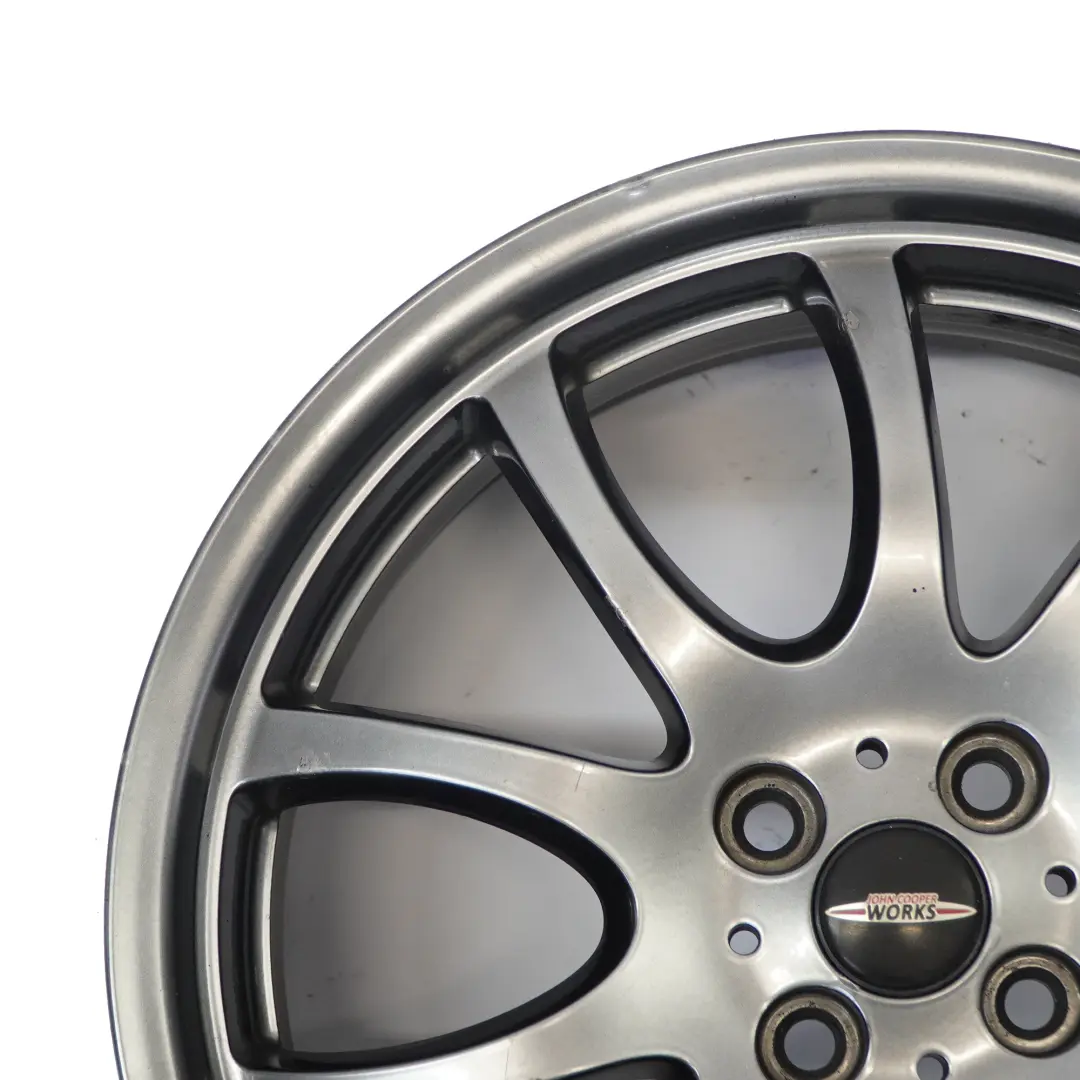 Alloy Rim Bright Silver 18" 7J ET:52 to Mini R50 R53 R55 R56 JCW Wheel with Part number 6777973 Mini R50 R53 R55 R56 JCW Wheel Alloy Rim Bright Silver 18" 7J ET:52 - SKU 6777973-3 - Part number 6777973