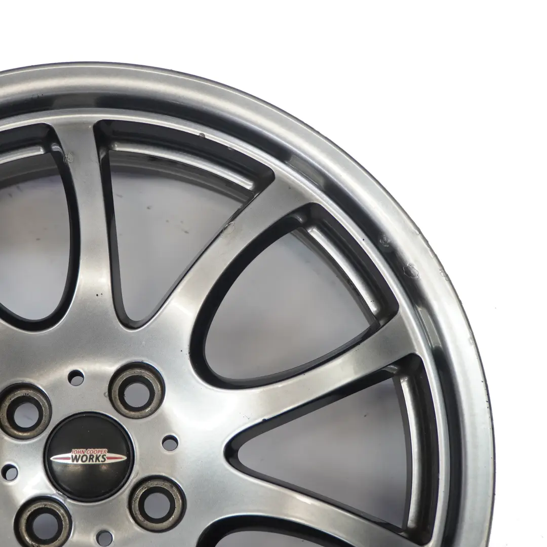 Alloy Rim Bright Silver 18" 7J ET:52 to Mini R50 R53 R55 R56 JCW Wheel with Part number 6777973 Mini R50 R53 R55 R56 JCW Wheel Alloy Rim Bright Silver 18" 7J ET:52 - SKU 6777973-3 - Part number 6777973